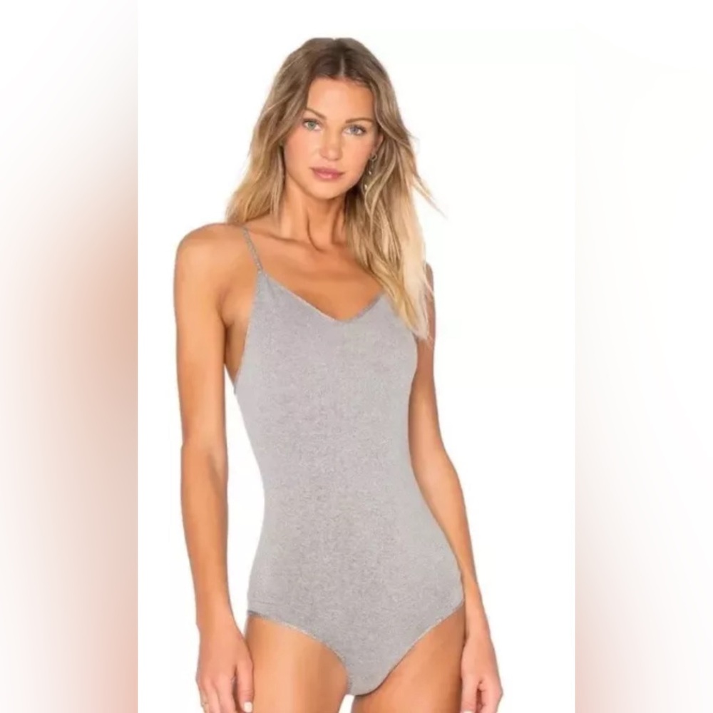 Intimately Free People Womens Heathered Grey Gray Stretch Bodysuit NWOT Size M/L